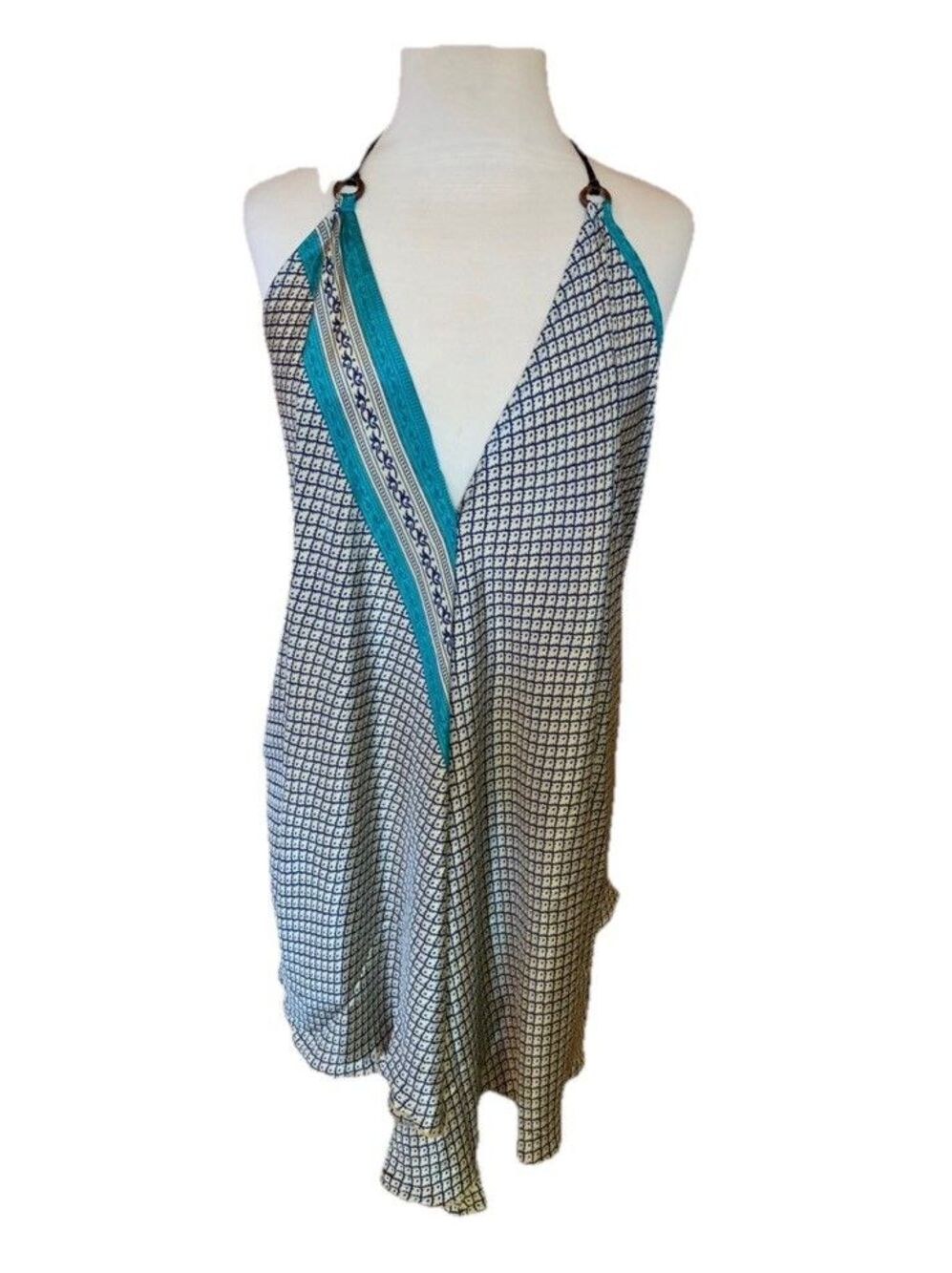 Silk Scarf Dress Sexy Resort Vacation Beachy Coastal Backless Medium Large